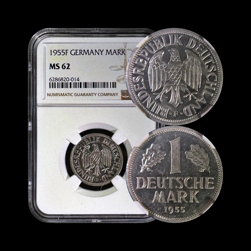 GERMANY. 1955, Mark, F - NGC MS62 - Bundesrepublik, Stuttgart, Semi-Key