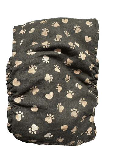 Dog Puppy Belly Band Wrap Contoured Diaper Male Flannel lined 8” x 3" BROWN PAW - Picture 2 of 6