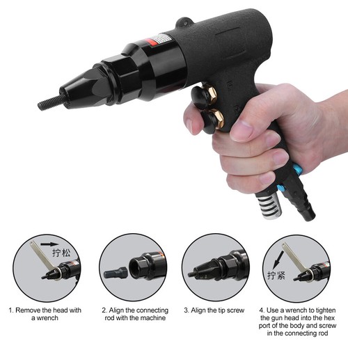 Pneumatic Rivet Nut Gun Riveter M5-M6 Thread Air Riveting Hand Tool 700rpm - Picture 4 of 12