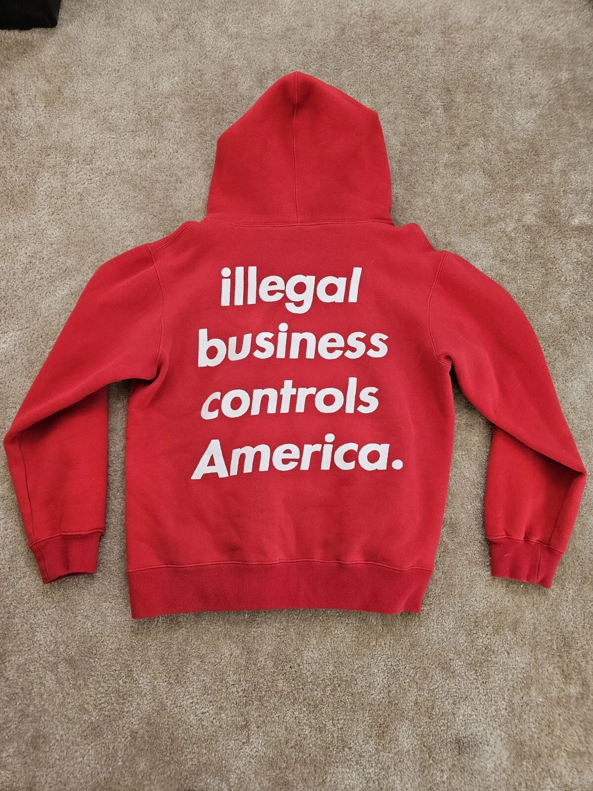 Felpa con cappuccio FW18 Supreme Illegal Business Controls America rossa taglia XL
