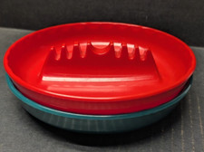 2 Vintage Ashtrays GES-LINE 341 Melamine Red & Green Round 7โ Made in USA