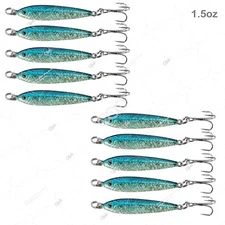 10pcs 1.5oz Fishing Mega Live Baits Metal Lures Luna Jig holographic Silver Blue
