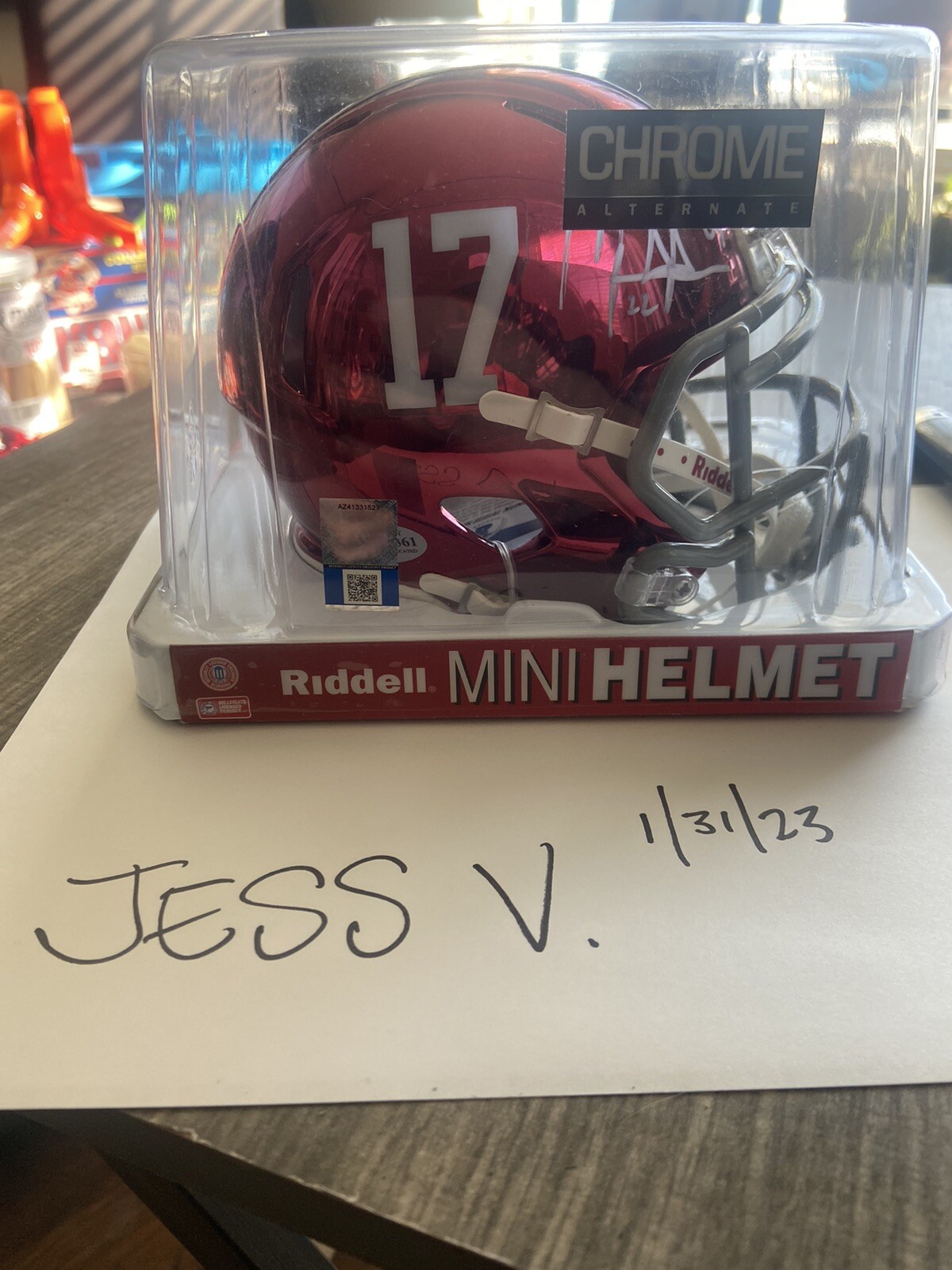 Mark Ingram Autographed Signed Alabama Crimson Tide Heisman 09 Alabama Chrome Mini Football Helmet - BAS COA 
