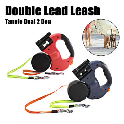 10ft Retractable Pet Dog Double Lead Leash Dual 2 Dog Walking Collar Automatic