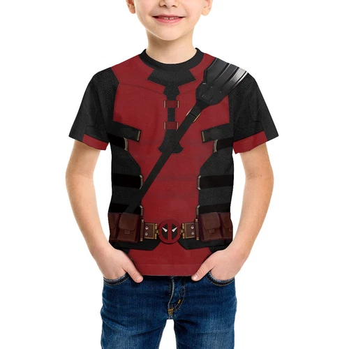 Kinder Deadpool 3 Wolverine Cosplay T-Shirt Jungen Mädchen kurzärmelig Halloween Party - Bild 8 von 11