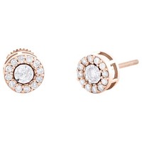 JFL Diamant 10K RoséGold Halo Stecker Ohrringe 7,5Mm Rund 0,35 Ct