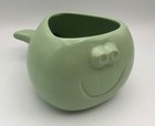 VINTAGE CELERY GREEN STONEWARE SMILEY FACE WHALE PLANTER 7" — photo 1