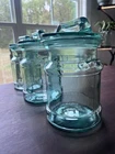 Set Of 3 vintage L.E. Smith glass "milk can" canisters