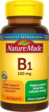 Nature Made Vitamin B1 100mg, Thiamine B1 Supplement for Energy Metabolism