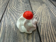 Vintage Ceramic Play Kitchen Replacement Piece 1.5" White With Red Accent