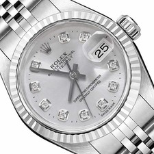 Rolex Datejust 69174 26mm Silver Dial Fluted Gold Bezel Steel Women's Watch