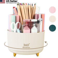 360 Rotating Desk Pen Organizer 5 Slots Plastic Pencil Cup Art Supply Office New