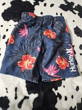 Hurley Boys Swim Shorts Size 6 Floral Lined Blue Orange Pink Yellow Tropical