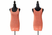 Miracle City Women’s Coral Open Knit Dress Size M/L Sleeveless Beach Cover Up