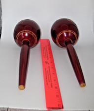 Vintage 10" Hand Painted Gourd Maracas Pair - No Cracks 7.4oz