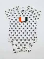 NCAA Miami Hurricanes White  Green Bodysuit Creeper Girls Sz 0-3M