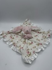 Little Me Floral Bunny Security Blanket Baby Lovey Pink White No labels