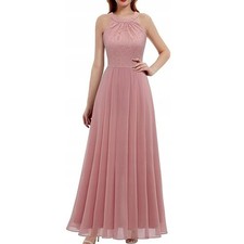 Dressystar Abito con Pizzo e Chiffon Senza Maniche XL Rosa