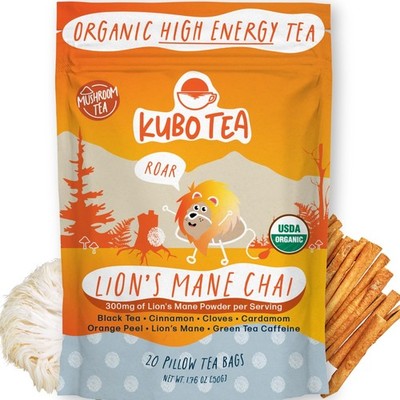 High Caffeine Mushroom Tea (155 mg)   Kubo Tea: Organic Lion s Mane Chai... 