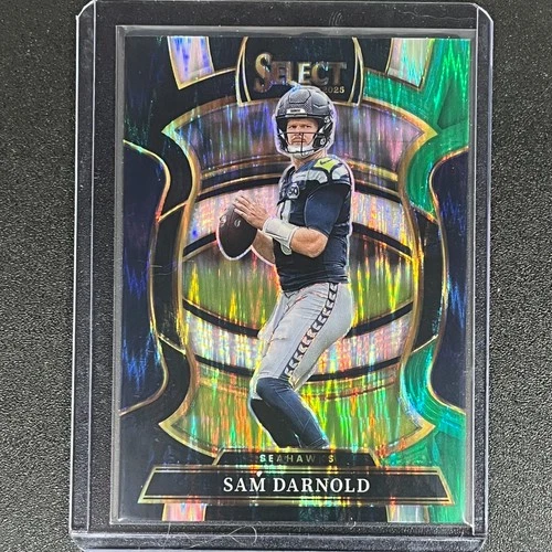 2025 Panini Select - Concourse Sam Darnold #13 Black &amp; Green Shock Prizm