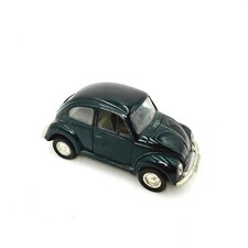 Vintage Volkswagen Beetle Diecast Toy Car Dark Green HGQ 591V Pull Back