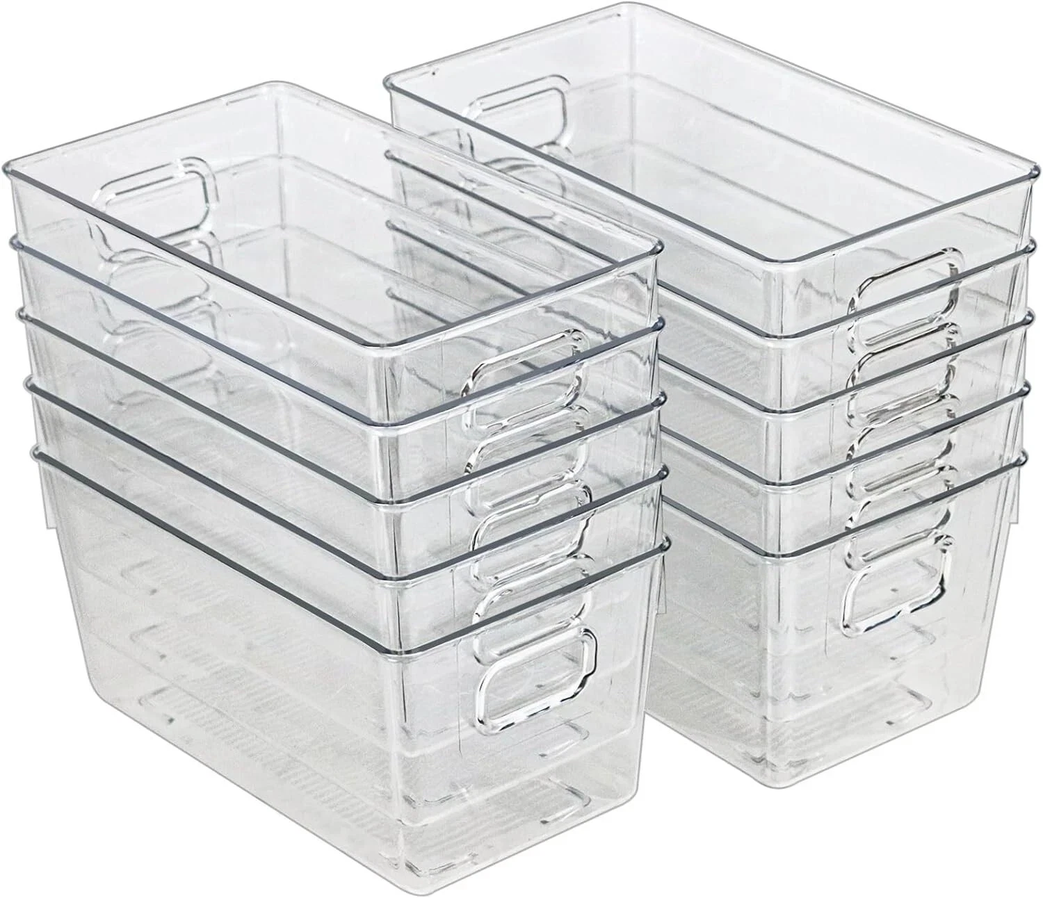 10-Pack Clear Storage Bins with Handles for Kitchen & Pantry Organization