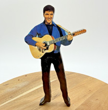 Wooden Elvis with Guitar Figure, EPE, Polar Productions, 6 12/4" Tall