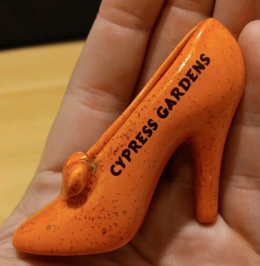 Vintage Cypress Gardens Souvenir Orange Shoe Sheltered Workshop Lakeland Florida
