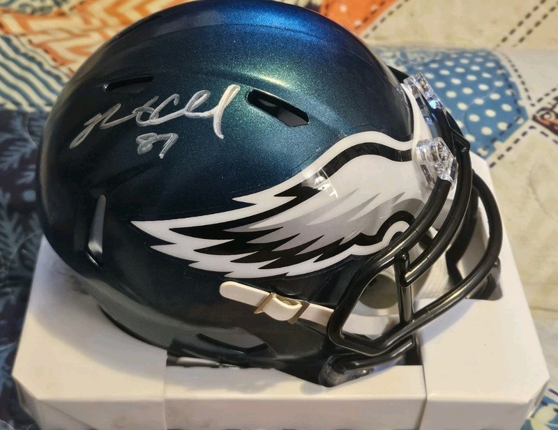 Brent Celek & Darren Sproles Signed Philadelphia Eagles Mini Helmet W/JSA COA
