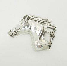 Heavy vintage sterling silver equestrian Horse head belt buckle Kieselstein Cord