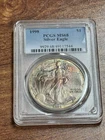 1998 American Silver Eagle Graded PCGS MS68 Monster Toning Toned Coin (Slab1068)