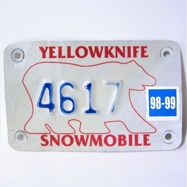 1998 Northwest Territories Canada Snowmobile License Plate Polar Bear