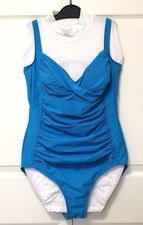 Beautiful Womens Swimsuit, Built in Bra, Color Aqua, Size 16, Pre-owned Good Con
