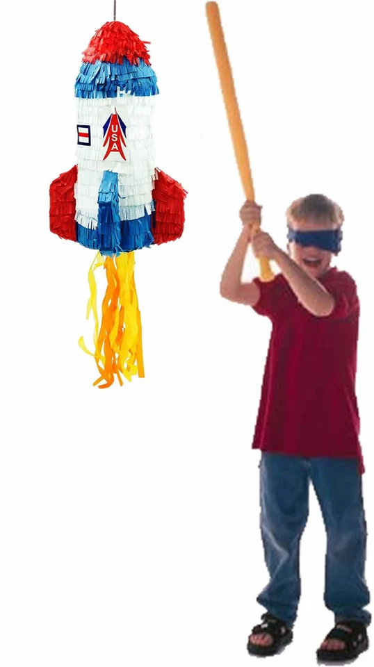 Pinata Set: Rakete + Maske + Stock + Füllung - Party Kindergeburtstag Geburtstag - Bild 3 von 4