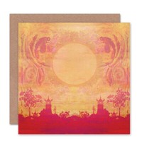 Japanischer Tempel Sonne Koi Symmetrie Muster Abstrakt Geburtstagskarte