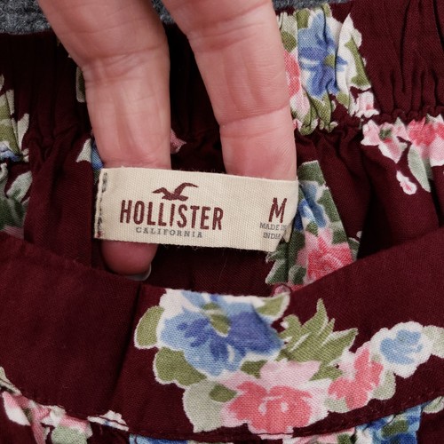 Hollister Skirt Womens M Medium Red Floral Button Up A Line - Picture 6 of 10