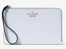 Kate Spade Staci Medium L-Zip Wristlet Pale Blue Leather Wallet KG038 139
