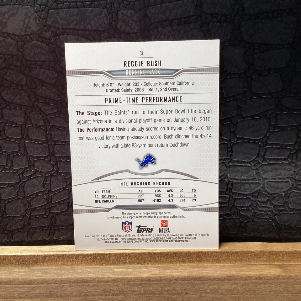 2013 Topps Prime - Copper Autographs #31 REGGIE BUSH /25 (AU) - Image 2 of 3