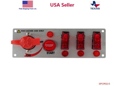 Ignition Switch Panel Engine Start Push Button LED Racing Car 3 Toggle Switch
