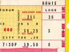 DAVID BOWIE 1976 STATION TO STATION "ISOLAR" CONCERT TICKET STUB-THE FORUM