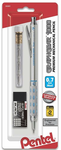 Pentel GraphGear 1000 Mechanical Pencil 0.7mm Chrome & Blue - Picture 1 of 2