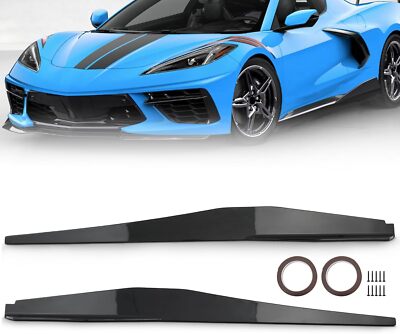 Side Skirts Extension Panel Lip Gloss Black Fits 2020~2024 Corvette C8 5VM Style