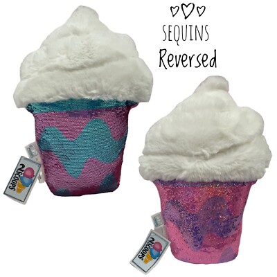 2 Scoops Latte Furry Reversible Sequin Plush Sparkly Pink Purple Blue 15'' age 5+