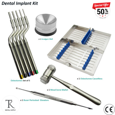 Dental Osteotome Sinus Offset Tip Griff 5er Set Knochenhammer Amalgam Knochen gut