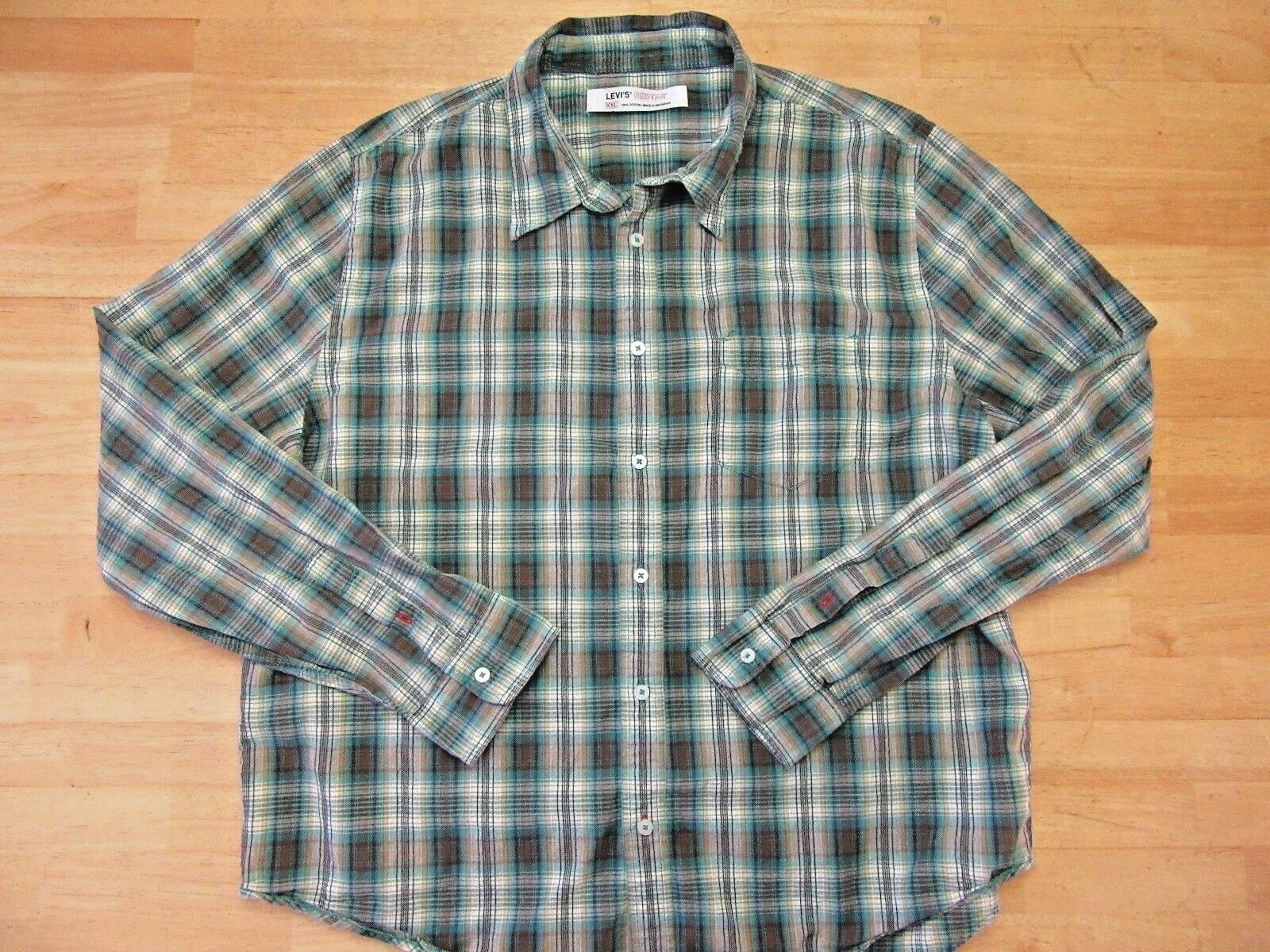 Vintage 90'S Levi's Red Tab long-sleeved denim shirt, men's size XL cotton Green type dark green Vintage Second Hand