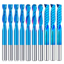 10Pcs Square End Mill Ball Nose Carbide End Mill 1/8'' CNC Router Bit Carbide