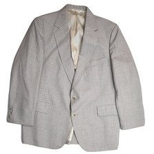 VINTAGE MEN'S BEIGE PLAID BLAZER JACKET - SHEFFORD - SIZE 42S