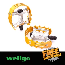 XC-II Wellgo bear trap pedals 9/16" FOR 3 PIECE CRANKS Gold Cage Old school BMX