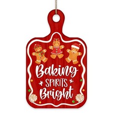 Christmas Baking Spirits Bright Front Door Sign, Xmas Gingerbread Man Cutting...