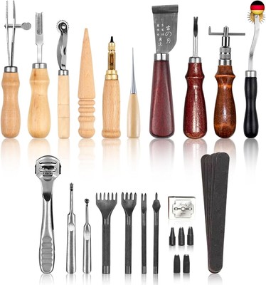 19-Teiliges Ledernähwerkzeug Set, DIY Leder Handwerk Hand Kit Zum Nähen Von H